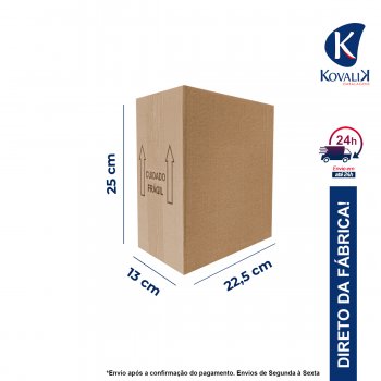 Caixa De Papelão 12P Para Correio, Sedex, E-commerce 22,5x13x25
